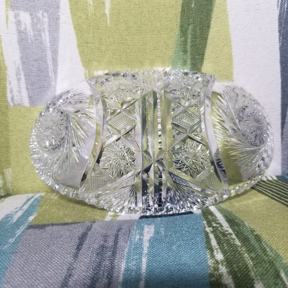 Crystal Dish Candy Dish Pickle Dish With Windmill Pattern Crystal Clear - Picture 2 of 9